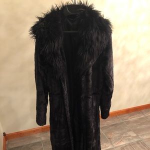 Faux fur reversible full length coat